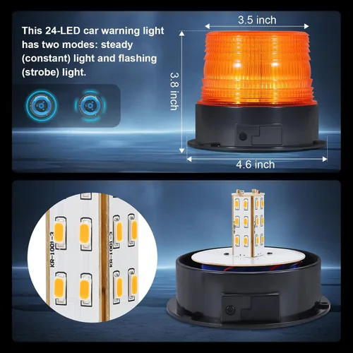 Miniatura 4 de AnTom Luz magnética inalámbrica de baliza, recargable de advertencia intermitente de emergencia, luces estroboscópicas que funcionan