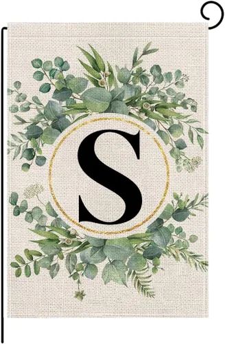 Miniatura 22 de wyooxoo Bandera de jardín floral con monograma de letra H de 12 x 18 pulgadas, doble cara para exteriores, familia, apellido, bandera inicial