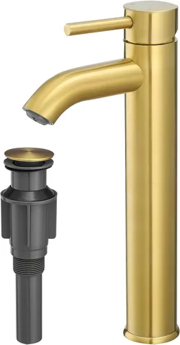 Miniatura 12 de VOTON Grifo para fregadero de buque, cromo, moderno, alto, grifos de baño, una sola manija, un agujero, Rv, lavabo, lavabo de baño T-cromo