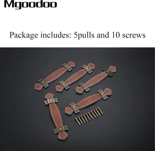 Miniatura 9 de Paquete de 5 tiradores de cuero para cajones, 6 pulgadas, hechos a mano, de cuero, para niños, pomos de cajón suaves para reemplazo de muebles