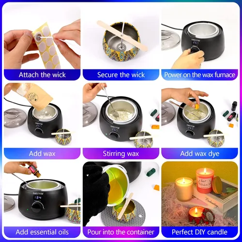 Miniatura 6 de SAEUYVB Kit de fabricación de velas, kit de fabricación de velas para adultos con olla de fusión de cera, suministros de fabricación de velas de Kit