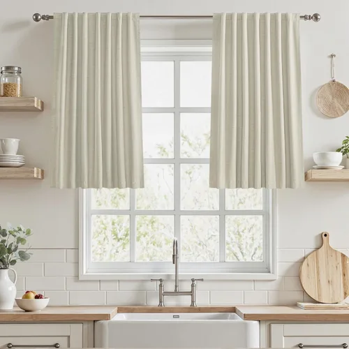 Miniatura 81 de UHITECH Cortinas opacas de 35 pulgadas de largo para sala de estar, 2 paneles, cortina opaca corta para cocina para ventanas pequeñas, cortinas