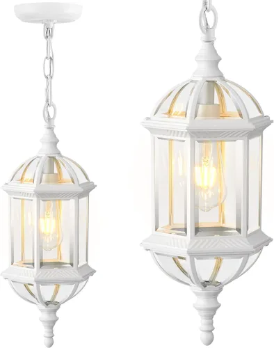 Miniatura 12 de VIANIS Luces colgantes grandes de 20 pulgadas para exteriores del atardecer al amanecer, luz colgante exterior negra, luces de techo exteriores