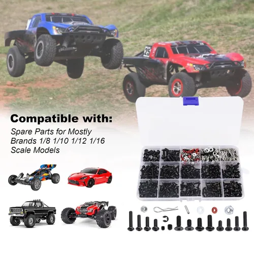 Miniatura 6 de HobbyPark Juego de 500 tornillos universales RC Tornillos Surtido, sujetadores de hardware para Traxxas Axial Redcat HPI Arrma Losi 1/8 1/10 1/12