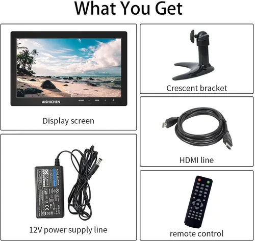 Miniatura 3 de AISHICHEN Monitor pequeño de 10.1 pulgadas, pantalla Raspberry Pi altavoces integrados, mini pantalla 1024 x 600, 60 Hz, 5ms, pantalla IPS