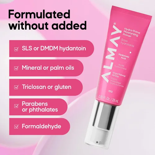 Miniatura 9 de Almay Hydra-Prime - Primer hidratante con ácido hialurónico, hidratante y suaviza la piel, maquillaje de larga duración, vegano, libre de crueldad