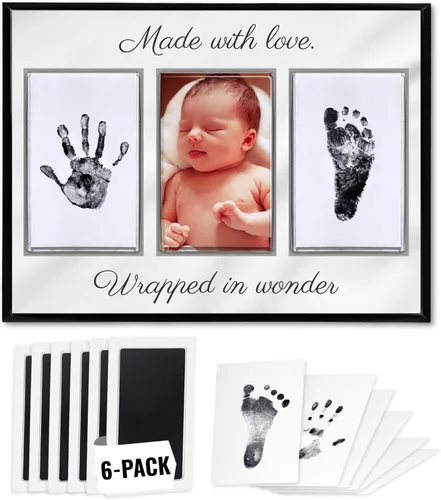 Miniatura 17 de Kit de manos y huellas sin tinta, placa de recuerdo de bebé y regalos de baby shower, ideal como regalo de mamá, marcos de fotos de guardería, kit