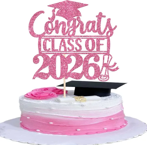 Miniatura 26 de Rsstarxi 1 paquete de 2026 con tapa de graduación 2026, decoración de pastel de felicitaciones graduadas para decoración de fiesta de graduación