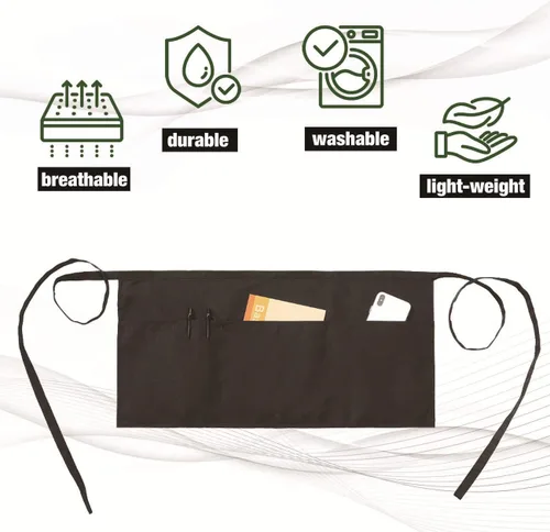 Miniatura 2 de NOBONDO Paquete de 12 delantales de camarera con 3 bolsillos, delantales de cintura para mujeres y hombres, medio delantal comercial con correas