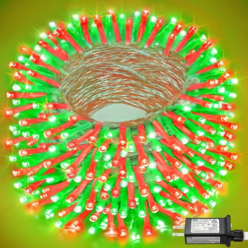 Miniatura 34 de Tira de 200 luces LED de 66 pies para exteriores, luces de Navidad conectables para interiores, cable transparente, impermeable, 8 modos de luces