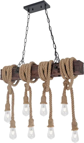 Miniatura 10 de KEESFU 4 luces colgantes de granja para isla de cocina, luz colgante de techo de madera rústica, altura ajustable, lámpara de comedor para isla