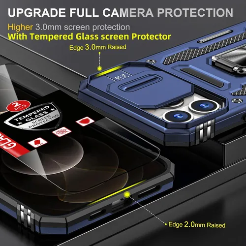 Miniatura 2 de Funda para iPhone 12 Pro Max con 2 protectores de pantalla, cubierta deslizante integrada para cámara para 12Pro Max, funda para teléfono