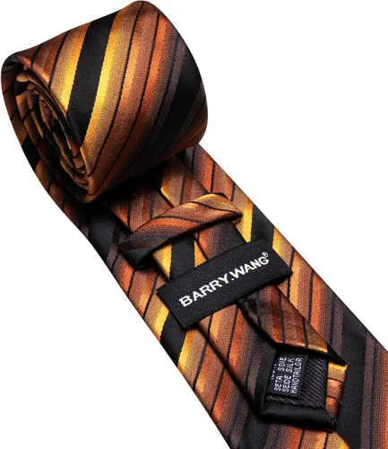 Miniatura 128 de Barry.Wang Juego de corbatas para hombre, corbata de seda a rayas, tejido a cuadros, gemelos formales, negocios, boda