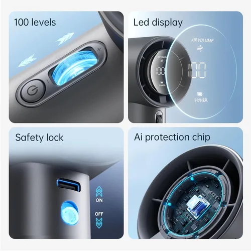 Miniatura 2 de JISULIFE Ventilador portátil Pro1S 2025, ventilador personal de mano con pantalla LED, 40 horas máximas de enfriamiento, carcasa metálica, 9700 RPM