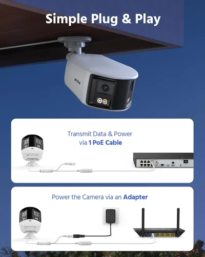 Miniatura 9 de ANNKE FCD800 - Cámara de seguridad PoE de 4K 8MP con lente dual, vista panorámica de 180°, visión nocturna a color con luz dual inteligente, audio