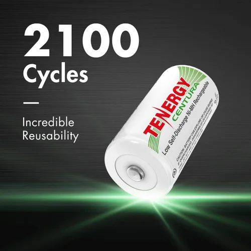 Miniatura 4 de Tenergy Centura NiMH Baterías recargables C, batería C de 4000 mAh, batería de celda C de baja autodescarga, batería precargada de tamaño C, paquete