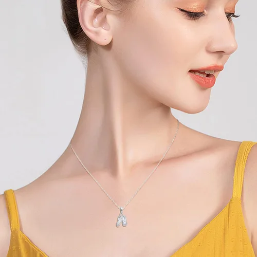 Miniatura 3 de 925 Sterling Silver Dance Recital Gifts for Girls Ballerina Necklace Jewelry Cubic Zirconia Ballet Slippers Shoes Necklace for Women Teen Little