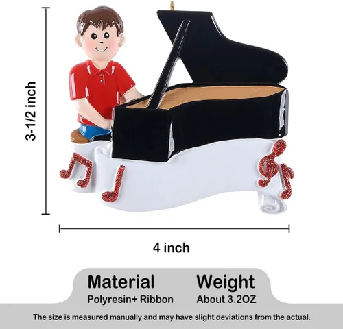 Miniatura 6 de Adorno de Navidad personalizado de piano, 2025 con piano y niño, adorno musical personalizado, adornos de Navidad con temática musical, adornos