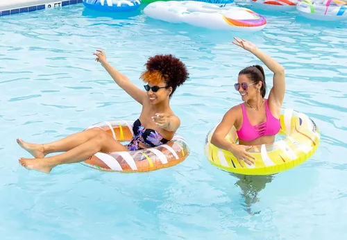Miniatura 3 de Monsoon [Citrus] 2 flotadores de lujo para piscina, flotadores de tubo de playa, tubos de anillo Naranja Amarillo