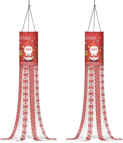 Miniatura 33 de Mumeson 2 piezas de calcetines de viento de otoño de arce de otoño, decoración al aire libre con bandera de cola, decoración colgante para pared