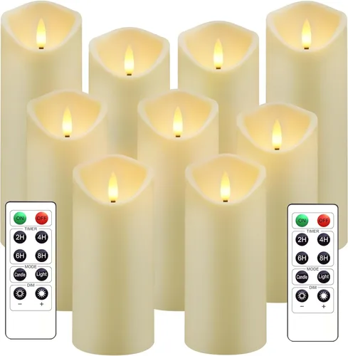 Miniatura 11 de kakoya Velas parpadeantes sin llama que funcionan con pilas con control remoto y temporizador de 2/4/6/8 horas, velas LED de acrílico, paquete de 9
