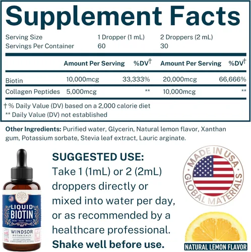 Miniatura 5 de Biotina líquida para el crecimiento del cabello Colágeno – Biotina líquida 10,000 mcg colágeno 5,000 mcg líquido extra fuerte – Colágeno líquido