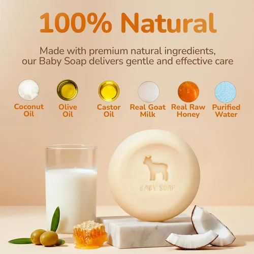 Miniatura 3 de Made in USA - Barra de jabón para bebés con leche de cabra y miel, procesada naturalmente en frío a partir de ingredientes orgánicos, delicada