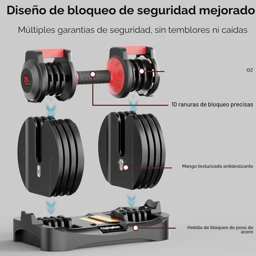 Miniatura 4 de New Upgraded Adjustable Dumbbell Set of 2 (52.5 lbs/25 lbs), 15/9 Weights Dumbbell Set with Safe Locking System, Quick Adjustable Dumbbells For Men