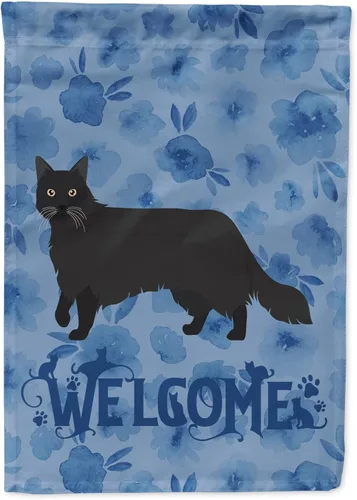 Miniatura 292 de Caroline's Treasures CK4813CHF - Bandera de bienvenida con gato abisinio azul, manga grande, para porche, para colgar en la pared, poliéster