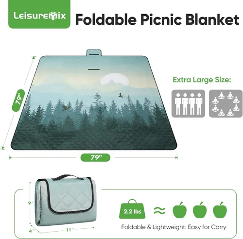 Miniatura 2 de Manta de picnic impermeable extra grande de 79 x 79 pulgadas, 210D Oxford, para exteriores, para césped, manta de playa portátil a prueba de arena