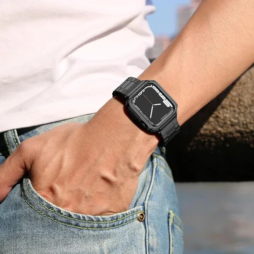 Miniatura 6 de Paquete de 2 correas diseñadas para Apple Watch, correa de pulsera para i-Watch Series 9 8 7 6 5 4 3 2 1 SE, cadena de metal de acero inoxidable