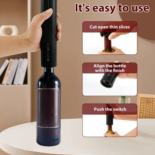 Miniatura 5 de Abrebotellas eléctrico ABRADORES de vino eléctrico ABS Sacacorchos eléctrico recargable, Abrebotellas eléctrico de vida prolongada con base