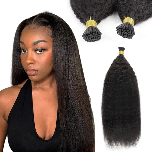 Miniatura 6 de Extensiones de cabello humano ondulado con punta I para mujer, extensiones de cabello Remy con punta de palo de fusión fría, pegamento de queratina