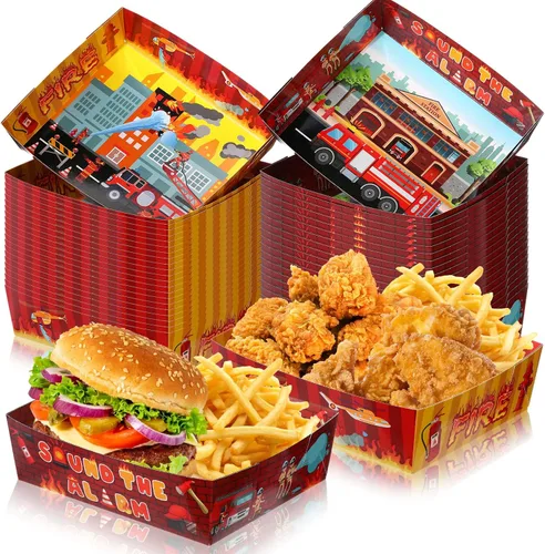 Miniatura 9 de Mifoci 36 piezas de basura para camiones de basura, decoraciones de fiesta de cumpleaños, bandejas de papel de alimentos de 5 libras, bandeja