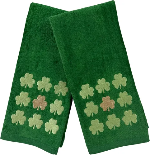 Miniatura 20 de Serafina Home Toallas de mano de baño irlandesas del día de San Patricio: suave y absorbente para invitados de cocina con bordado de trébol verde