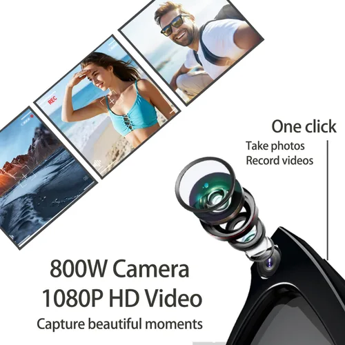 Miniatura 2 de Lentes inteligentes con cámara, gafas de video HD 1080P, gafas de sol de protección UV con traducción AI en tiempo real, audio Bluetooth, sonido