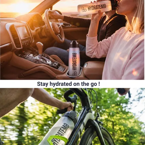 Miniatura 5 de HYDRATEM8 Botella de agua deportiva de 32 onzas con marcador de tiempo, tapa con cerradura a prueba de fugas y Tritan sin BPA, botella de bebida