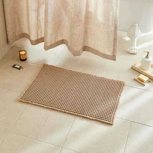 Miniatura 125 de TYUU Tapete de baño estilo gofre, tapete de baño bohemio, antideslizante, lavable, súper absorbente, de secado rápido, bonito tapete de baño