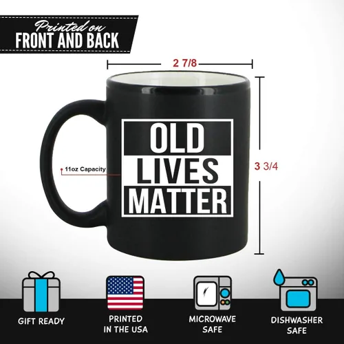 Miniatura 3 de DU VINO Old Lives Matter Taza de café de 11 onzas, divertido regalo de cumpleaños o jubilación para personas mayores mayores, regalo de broma