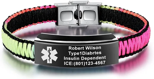 Miniatura 32 de Pulseras de alerta médica para mujeres Pulseras de identificación médica personalizables para hombres, niñas y niños Pulseras médicas trenzadas