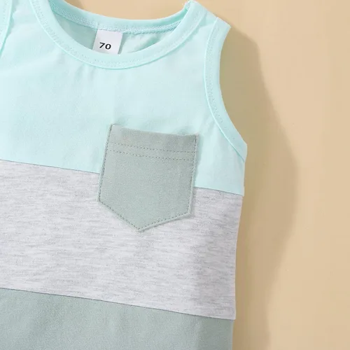 Miniatura 4 de Kupretty Conjunto de ropa de verano para bebé, sin mangas, camiseta sin mangas, chaleco y pantalones cortos lisos