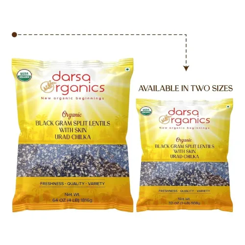 Miniatura 9 de Darsa Organics Split Urad Dal (Chilka) 2 libras - Lentejas orgánicas negras con piel - Lentejas ricas en proteínas sin OMG con certificación USDA