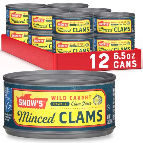 Miniatura 19 de Snow's Wild Clams enlatadas, 6.5 onzas (paquete de 12) – 0.18 oz de proteína, sin gluten, 99% libre de grasa – para recetas