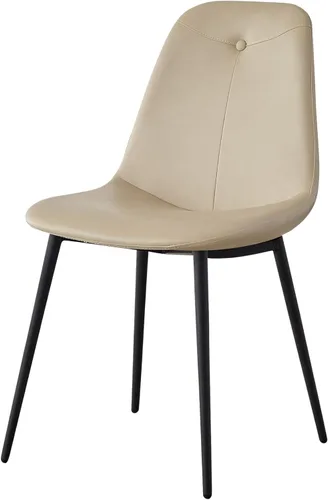 Miniatura 4 de Juego de 2 sillas de comedor con respaldo alto, sillas modernas de cocina y comedor de mediados de siglo, sillas tapizadas de piel sintética