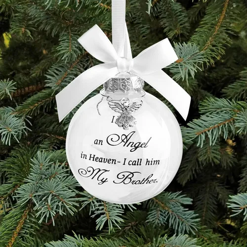 Miniatura 10 de Adorno de ángel conmemorativo de Navidad con diseño de bola de plumas con texto en inglés "I Have an Angel in Heaven I Call Her Aunt Family