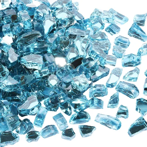 Miniatura 12 de Vidrio para hoguera de 10 libras, rocas de vidrio templado reflectante de cobre, alto brillo, apto para mesa de fogata de gas natural y propano