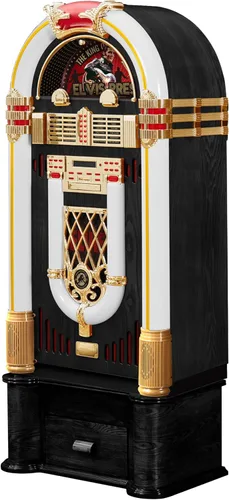 Arkrocket x Elvis Presley jukebox Saturn V tamaño completo Bluetooth, tocadiscos de vinilo, reproductor de CD, radio vintage, tocadiscos retro