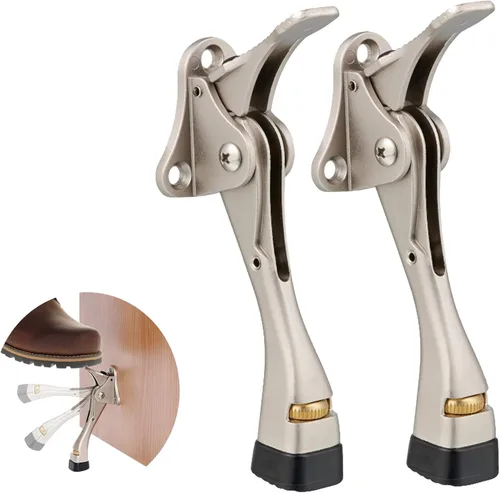 Miniatura 11 de HOME&I Tope de puerta de 4 pulgadas, tope de puerta de pedal manos libres con pie de goma ajustable, soporte de puerta resistente para el hogar