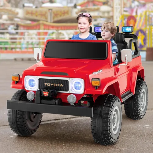 Miniatura 9 de Costzon Auto de 2 plazas, camión Toyota FJ40 con licencia de 12 V con control remoto de 2.4 G, suspensión de resorte, caja de almacenamiento, luces