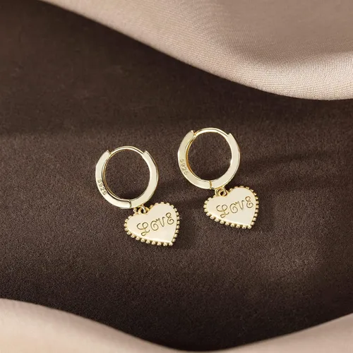 Miniatura 5 de SLUYNZ Stering - Aretes de aro pequeños con forma de corazón de plata para mujer